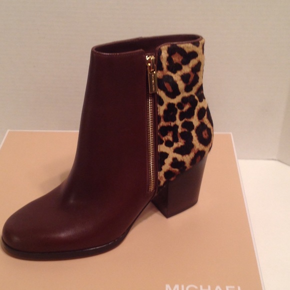 Michael Kors Silvy Brown and Leopard  Ankle Boots - Picture 3 of 8